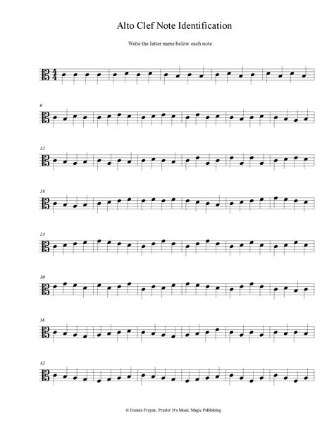 Note Identification Worksheet Alto Clef By Maestrou0027s Ghost Alto Clef Worksheet - Alto Clef Worksheet