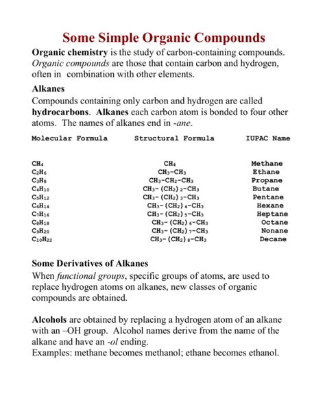 Note Taking Simple Organic Compounds