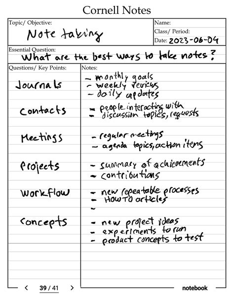 note taking work and simple machines answers