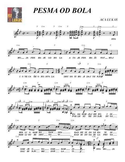 note za klavir strane pesme