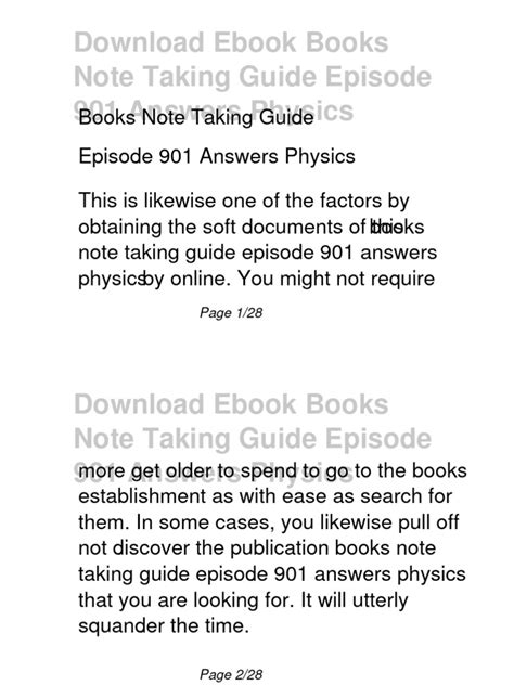 Full Download Note Taking Guide 901 Physics 