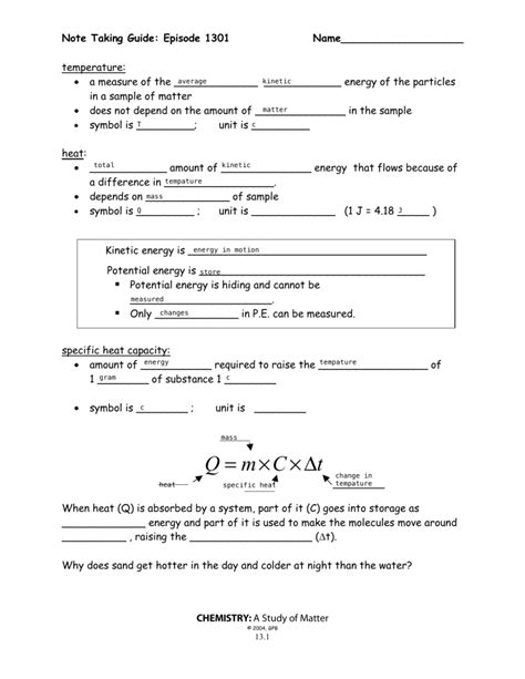 Download Note Taking Guide Episode 1301 Physics Fundamentals 