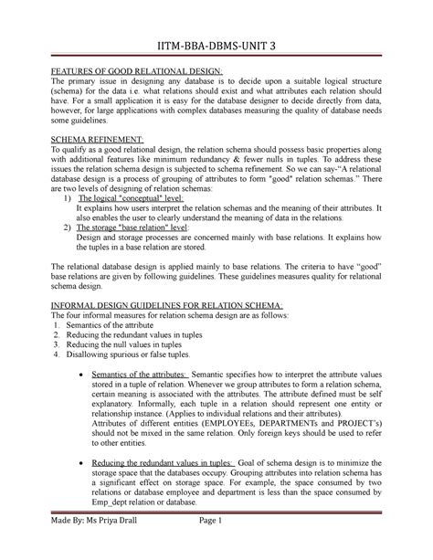 notes for dbms bba