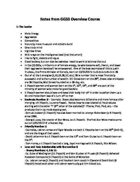 notes from gg33 overview course 1 the leader