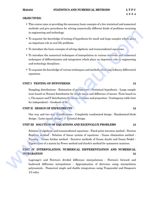 Notes Numerical And Statistical Methods For Bca