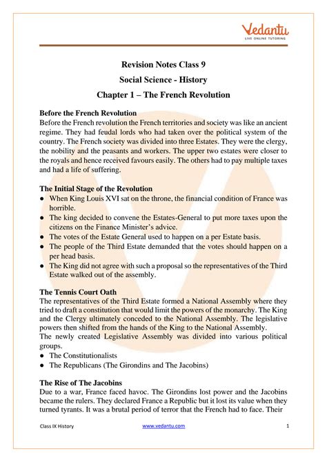 Notes Of French Revolution Class 9