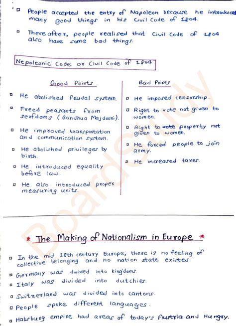 Notes Of History Class 10