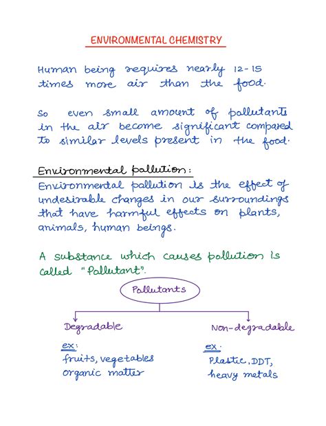 Notes On Environmental Chemistry For Class 11