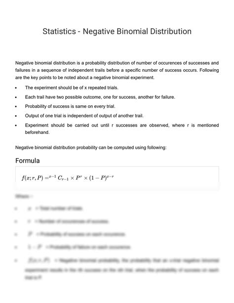 Notes On The Negative Binomial Distribution