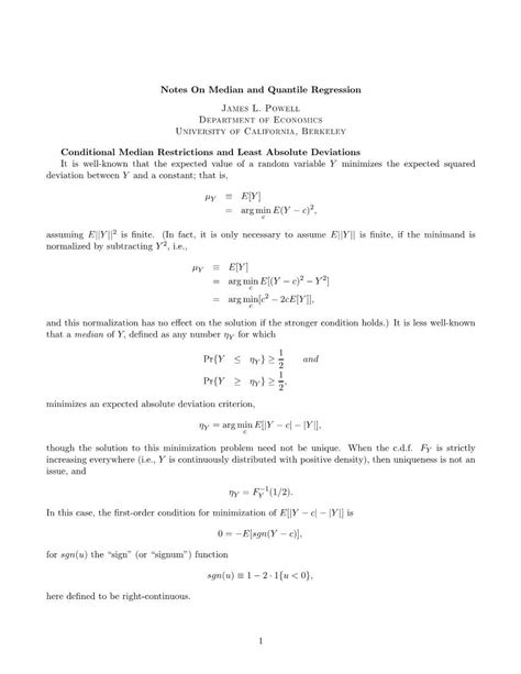 Full Download Notes On Median And Quantile Regression 