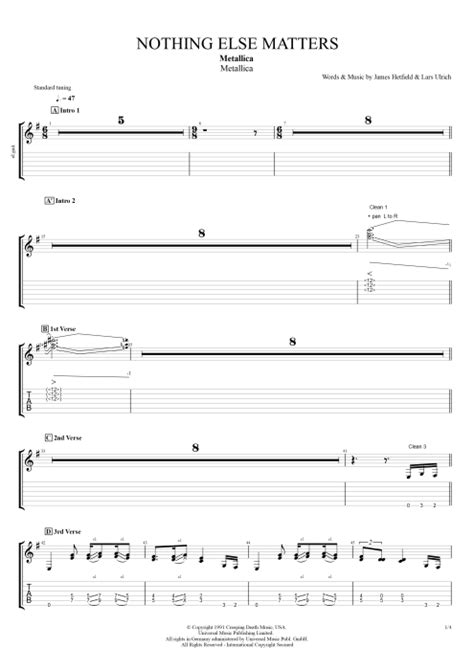 Read Nothing Else Matters Guitar Alliance 