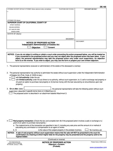notice of proposed action