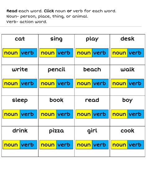 Noun And Verbs Worksheet Live Worksheets Noun Verb Worksheet - Noun Verb Worksheet