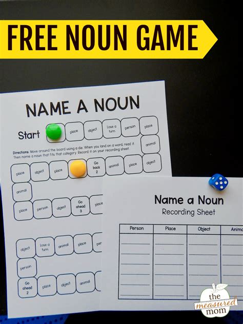 Noun Game The Measured Mom Noun Activities For 1st Grade - Noun Activities For 1st Grade