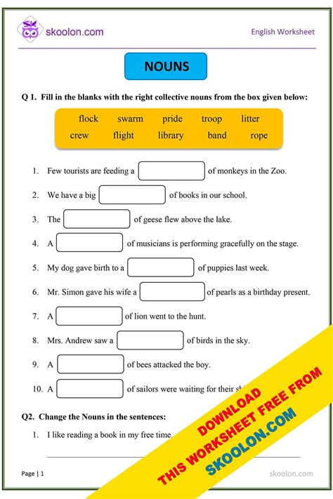 Noun Worksheet For Class 3