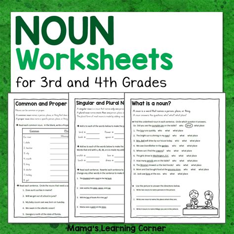 Noun Worksheets For 3rd And 4th Grades Mamas Noun Worksheets 4th Grade - Noun Worksheets 4th Grade