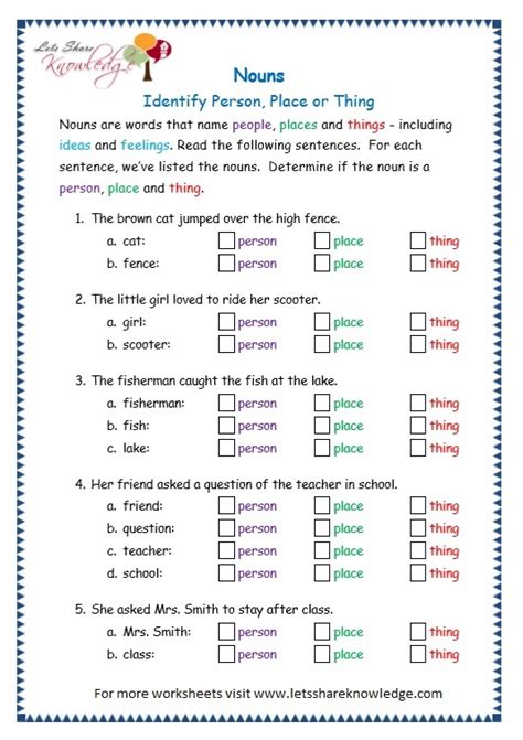 Noun Worksheets Grade 3 Grammar Nouns Worksheet - Grade 3 Grammar Nouns Worksheet