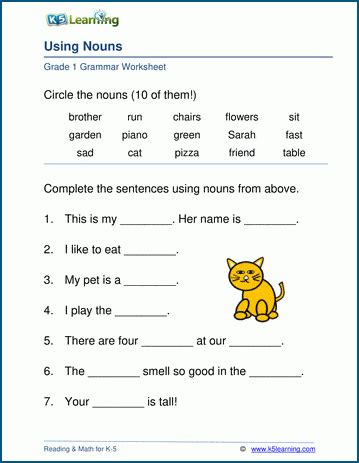 Noun Worksheets K5 Learning Identifying Nouns Worksheet For Kindergarten - Identifying Nouns Worksheet For Kindergarten