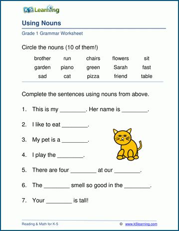 Noun Worksheets K5 Learning Noun Worksheet For Kindergarten  - Noun Worksheet For Kindergarten\