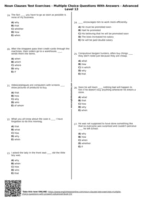 Full Download Noun Clauses Tests With Answer 