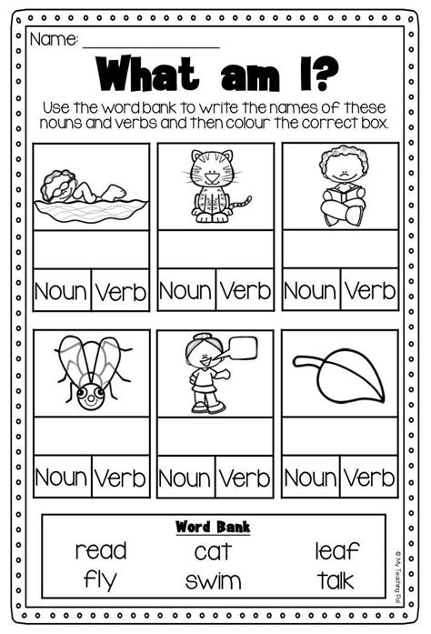 Nouns And Verbs Worksheets For Kindergarten Or 1st 1st Grade Nouns And Verbs - 1st Grade Nouns And Verbs