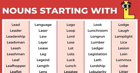 Nouns That Start With L With Types And Nouns That Start With Letter L - Nouns That Start With Letter L
