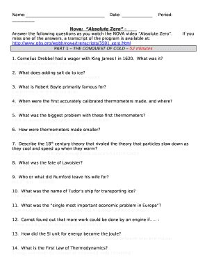 nova absolute zero worksheet answers Doc Template pdfFiller