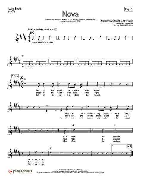 nova hillsong lead sheet