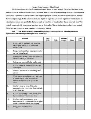 Novaco Anger Inventory Short Form Clintools Anger Inventory Worksheet - Anger Inventory Worksheet