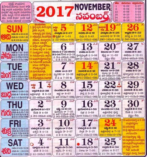 november 2013 calendar telugu 2017