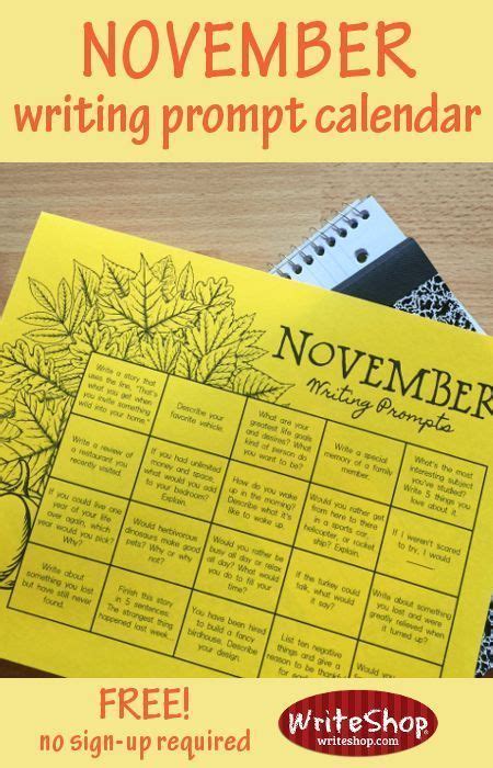 November Writing Prompt Calendar Writeshop Writing Prompts Calendar - Writing Prompts Calendar