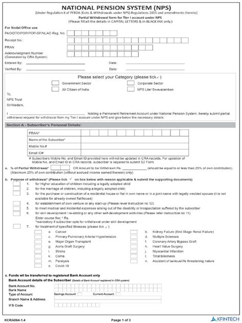 Nps Partial Withdrawal Form