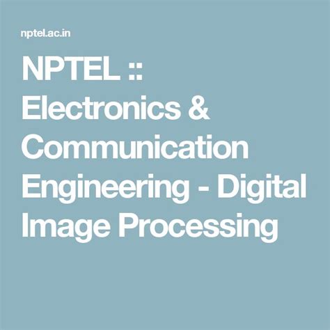 nptel videos for electronics and communication