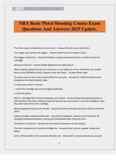 Nra Basic Pistol Test Answers