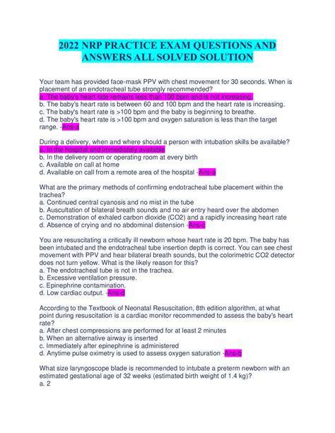 nrp exam answers