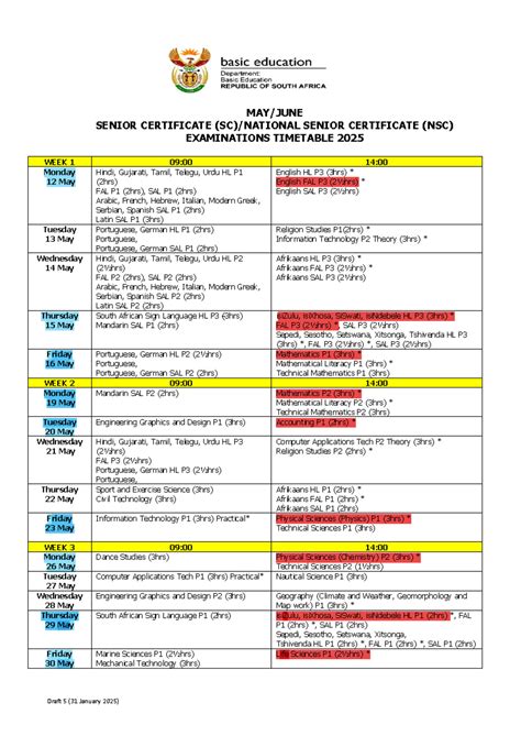 nsc 2014 exam timetable june