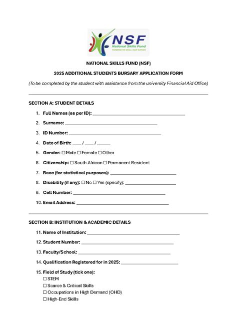 Nsf Bursary Form