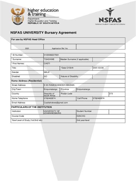 Nsfas Bursary Application Forms 2015 For Tut