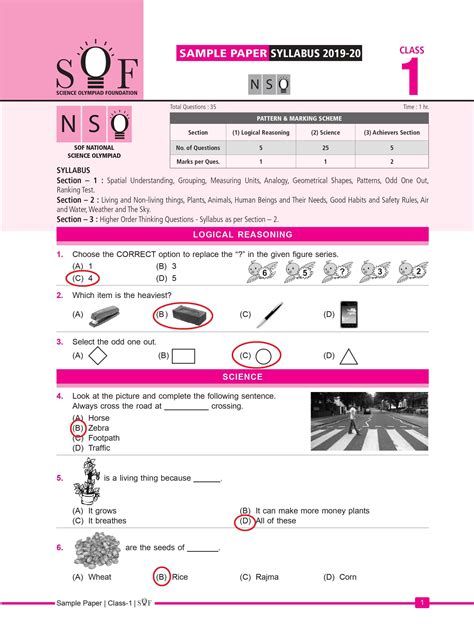 Download Nso Class 1 Sample Paper 2011 2012 