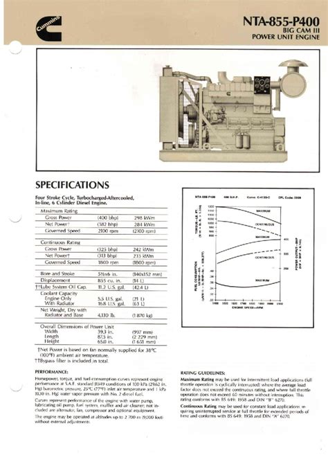 Nta855 Cummins Engine Specs