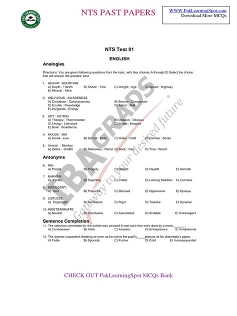 Nts Past Papers Solved