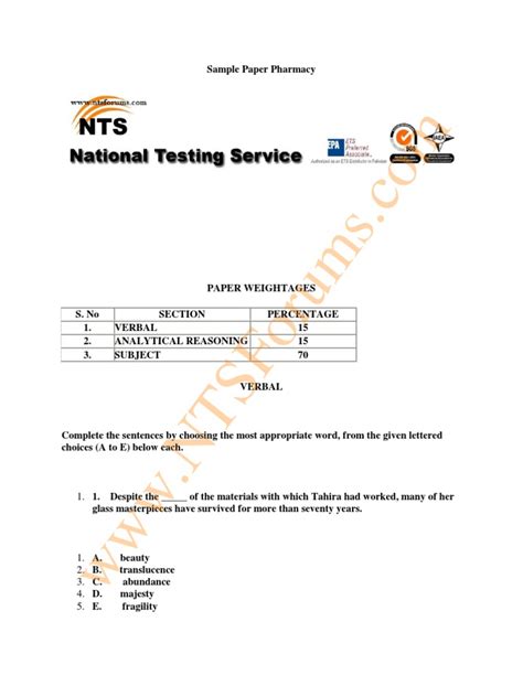 Read Nts Gat Sample Papers 