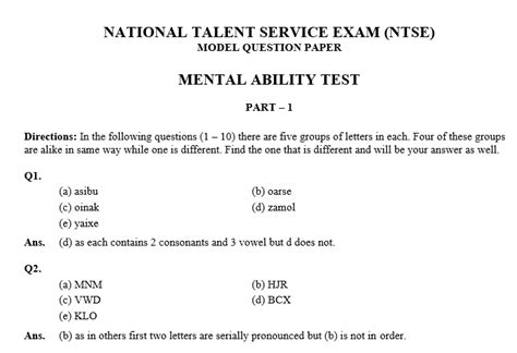 Full Download Ntse General Mental Ability Test Aryan Classes 