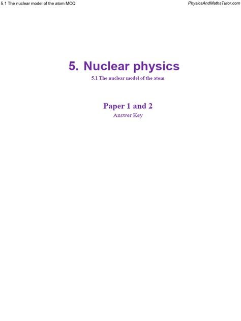 Nuclear Atom Answer Key