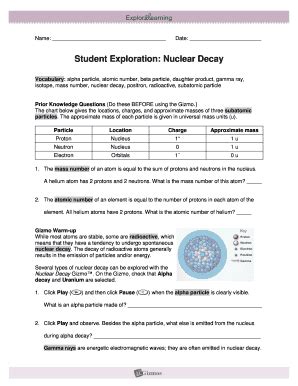 Nuclear Decay Answer Key Gizmo