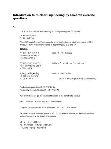 nuclear engineering lamarsh solutions