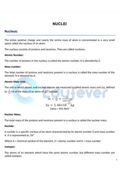 Nuclei Class 12 Notes