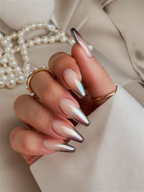 nude and chrome nails