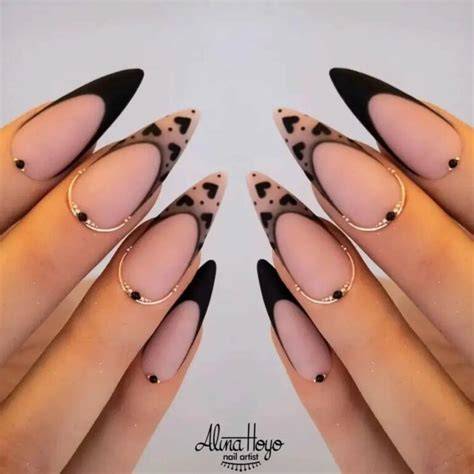 nude black nail designs