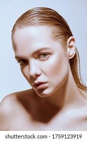 nude blonde shower